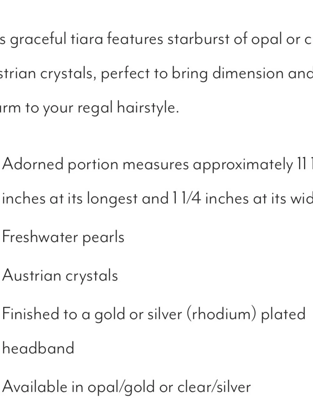 Opal, Crystal and pearl headpiece